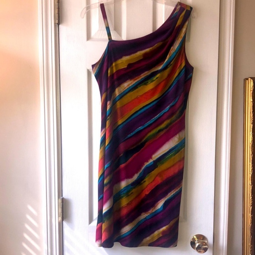 Tiana B Watercolor Midi Dress Size Large